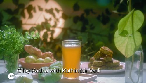 Giloy Kadha with Kothimbir Vadi